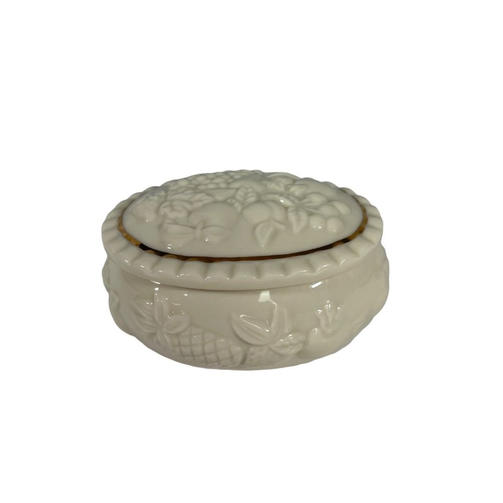 Vintage 1998 Lenox Fruits of Life Oval Trinket Box 3 1/4"